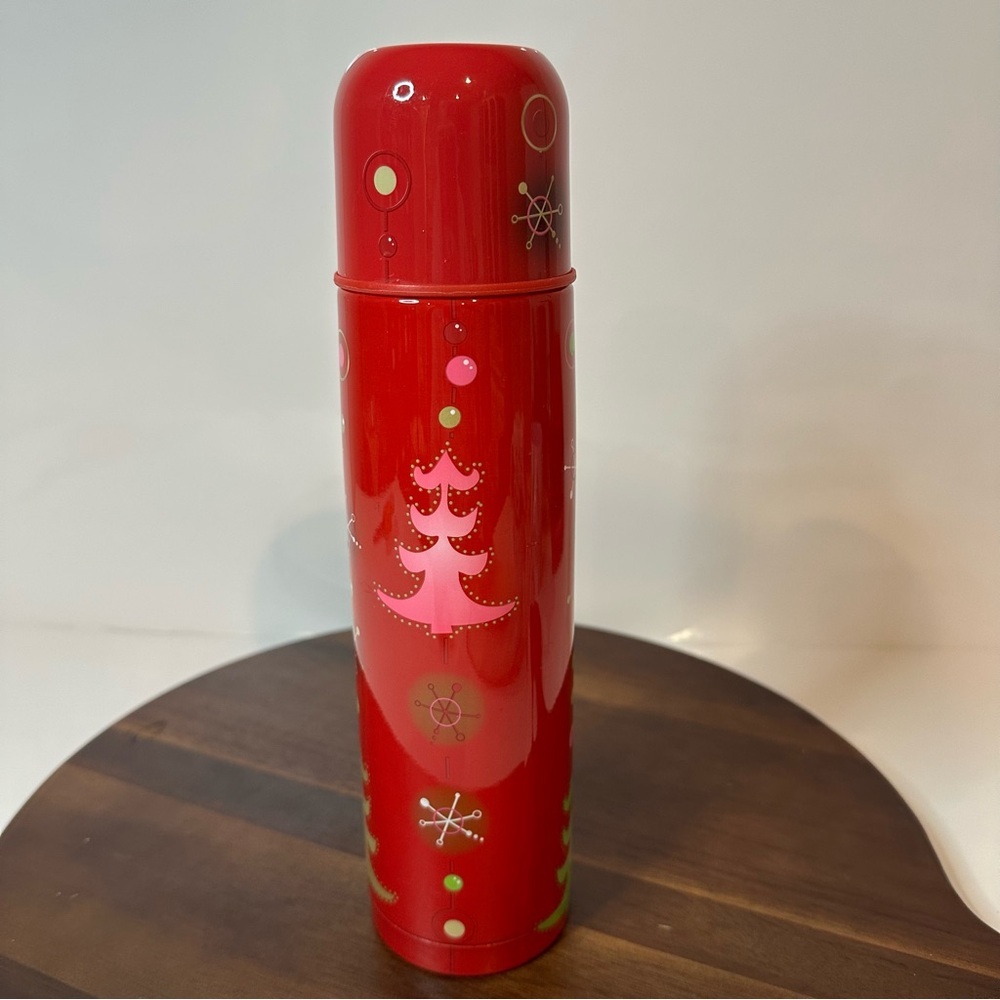Vintage Starbucks Red Atomic Christmas Tree Thermos Retro Holiday Stainless - Picture 3 of 9